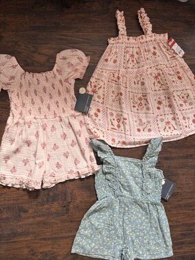 2 Lightweight Rompers and 1 Beachy Dress 4T